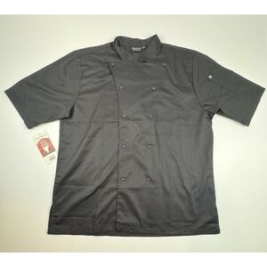 Chef Works K150-BLK-XL Mens Black Short Sleeve Chef Coat Jacket NWT Size XL